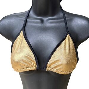American Apparel Gold Triangle Bikini Top with Black Trim